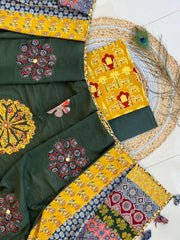 Ajrakh Patch Work Suit with Dupatta
