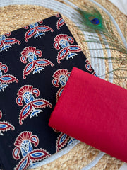 Ajrakh Patch Work Suit with Dupatta