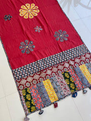 Ajrakh Patch Work Suit with Dupatta
