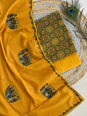 Ajrakh Applique Suit with Dupatta