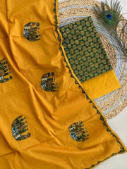 Ajrakh Applique Suit with Dupatta