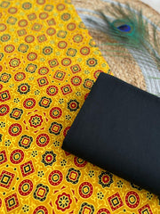 Ajrakh Applique Suit with Dupatta