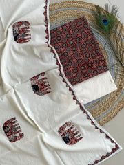Ajrakh Applique Suit with Dupatta