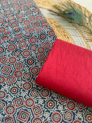 Ajrakh Applique Suit with Dupatta