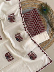 Ajrakh Applique Suit with Dupatta