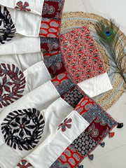 Ajrakh Mirror Patch Work Suit with Dupatta