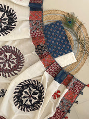 Ajrakh Mirror Patch Work Suit with Dupatta