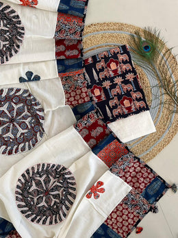 Ajrakh Mirror Patch Work Suit with Dupatta