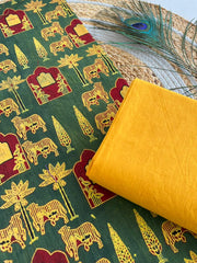 Ajrakh Mirror Patch Work Suit with Dupatta