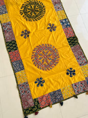 Ajrakh Mirror Patch Work Suit with Dupatta