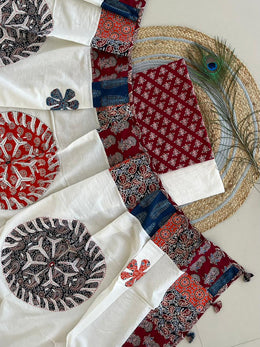 Ajrakh Mirror Patch Work Suit with Dupatta