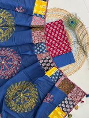 Ajrakh Mirror Patch Work Suit with Dupatta