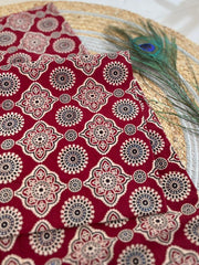 Ajrakh Salwar Suit With Khadi Dupatta