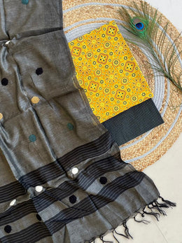 Ajrakh Salwar Suit With Khadi Dupatta