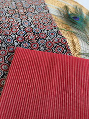 Ajrakh Salwar Suit With Khadi Dupatta
