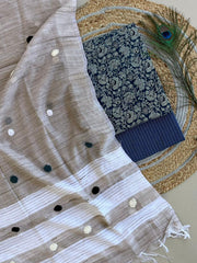 Ajrakh Salwar Suit With Khadi Dupatta