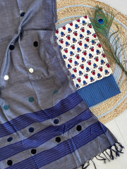 Ajrakh Salwar Suit With Khadi Dupatta