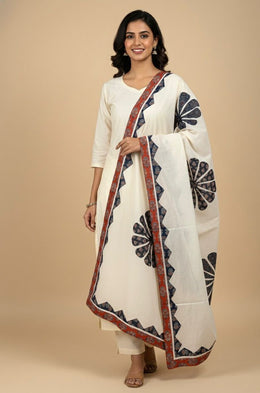 Ajrakh Patch Work Dupatta