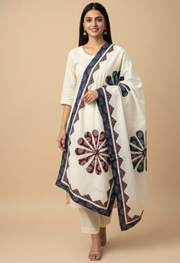 Ajrakh Patch Work Dupatta