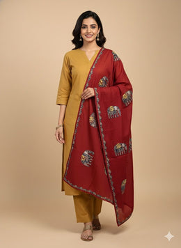 Ajrakh Patch Work Dupatta