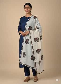 Ajrakh Patch Work Dupatta