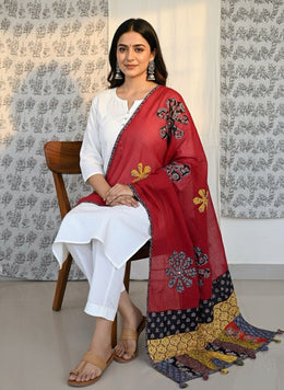 Ajrakh Patch Work Dupatta