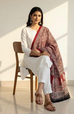 Rajasthani Ajrakh Mul Cotton Dupatta