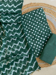 Bandhani & Lahariya Mirror Work Suit with Dupatta